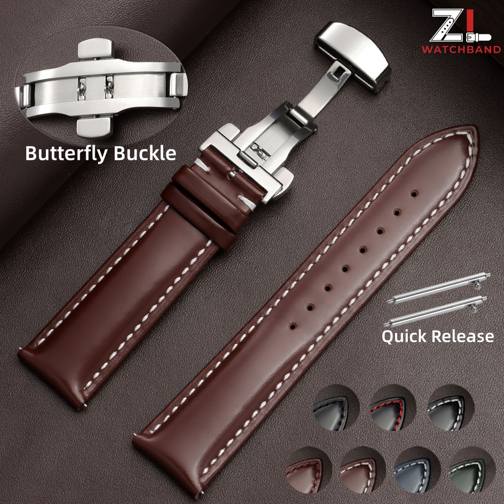 Leather Strap Quick Release - Sailcloth Leather Watchband 18mm 19mm 20mm