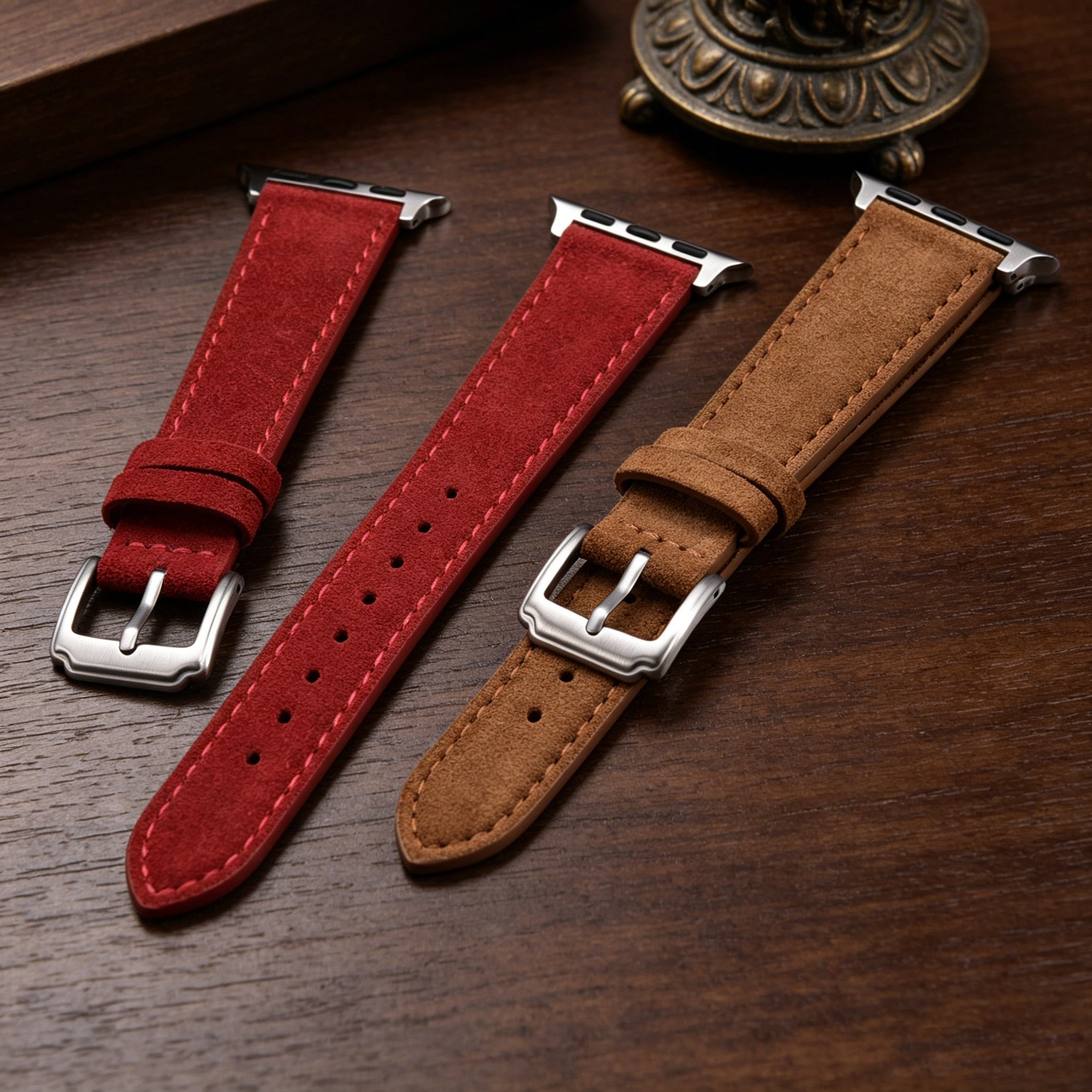 Suede Strap Watch - Brown Suede Leather Watch Band 38mm