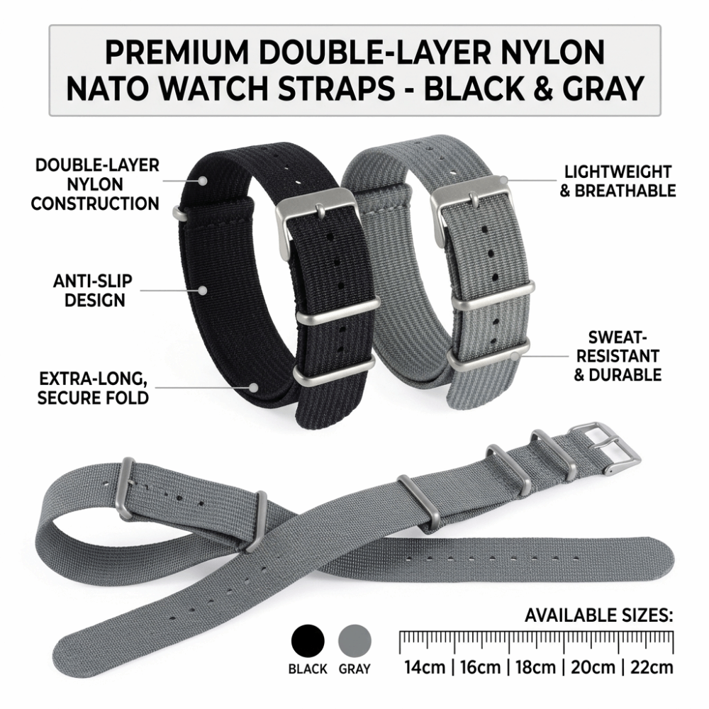 14/16/18/20/22mm NATO Watch Ba - مراجعة Nato Strap Nylon وسعره