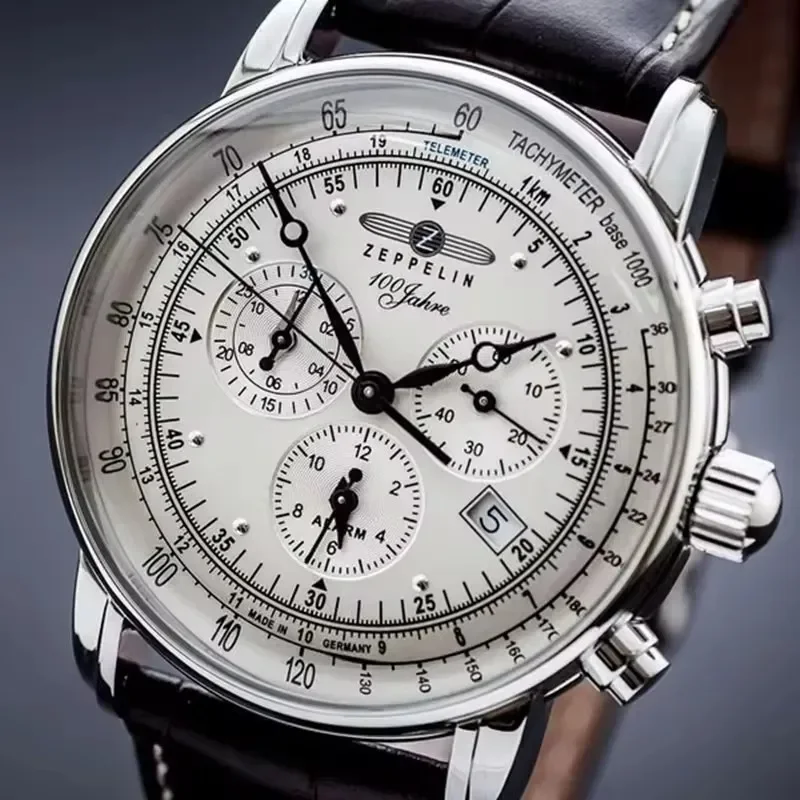 Zeppelin Airship Automatic Dat - مراجعة Leather Watch Band Men وسعره