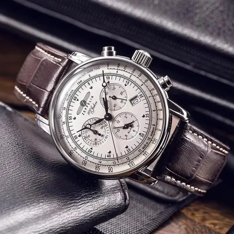 Zeppelin Airship Automatic Dat - مراجعة Leather Watch Band Men وسعره