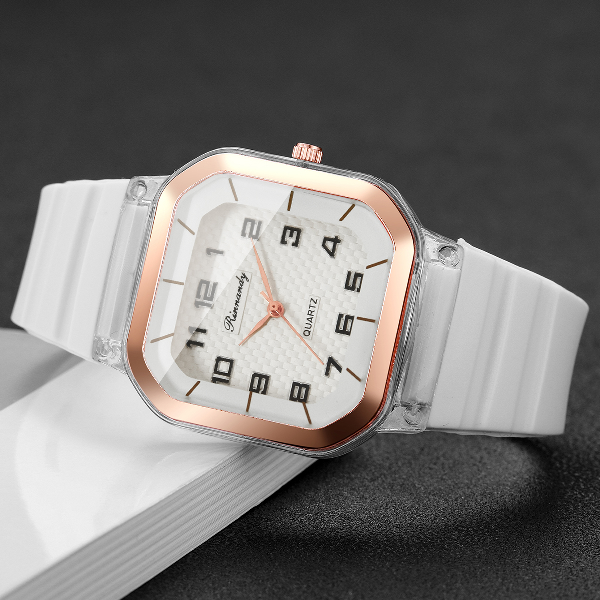 5PCS Fashion Square Dial Women - مراجعة Silicone Band Women وسعره
