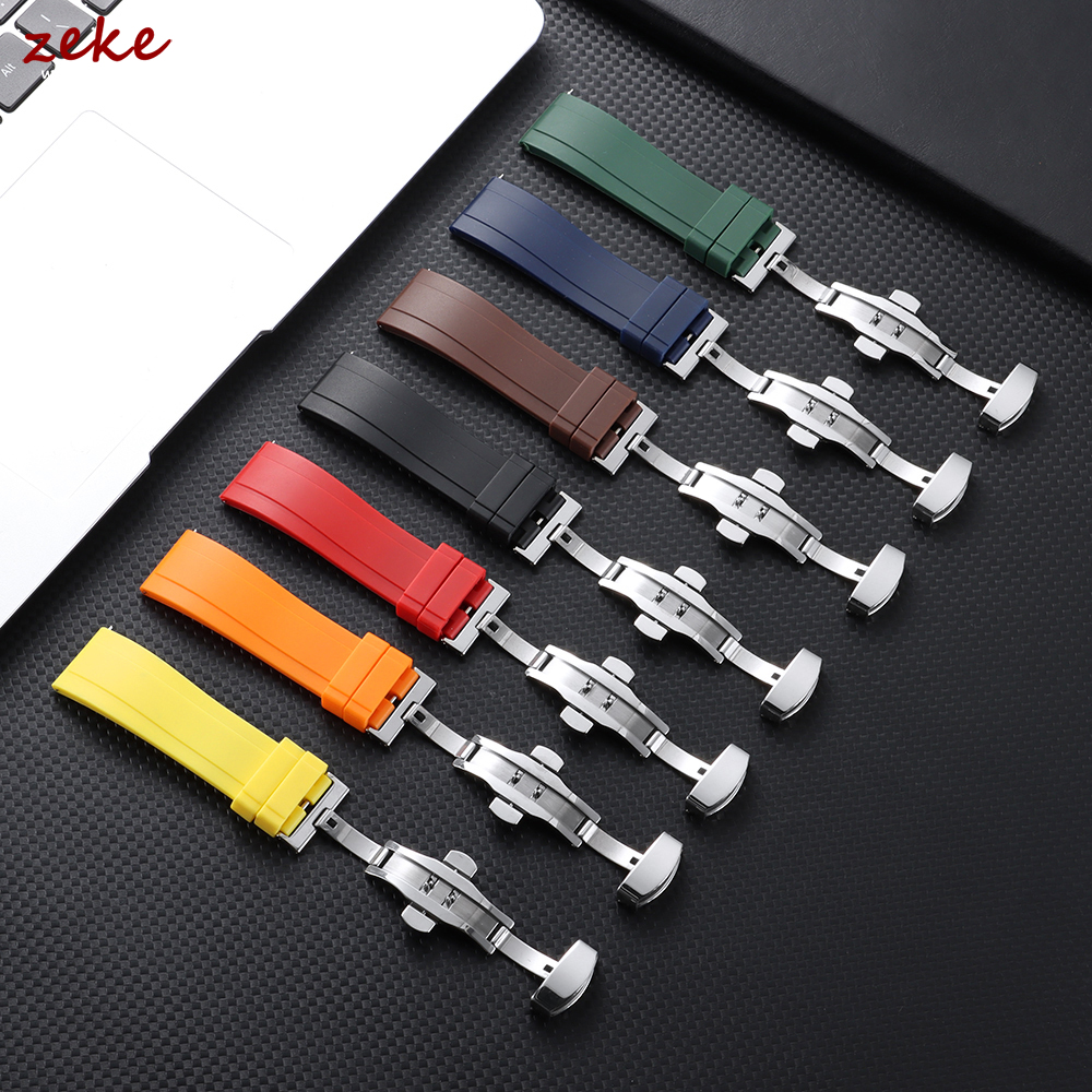 20mm 22mm Rubber Strap for Ome - مراجعة Butterfly Clasp Deployant وسعره
