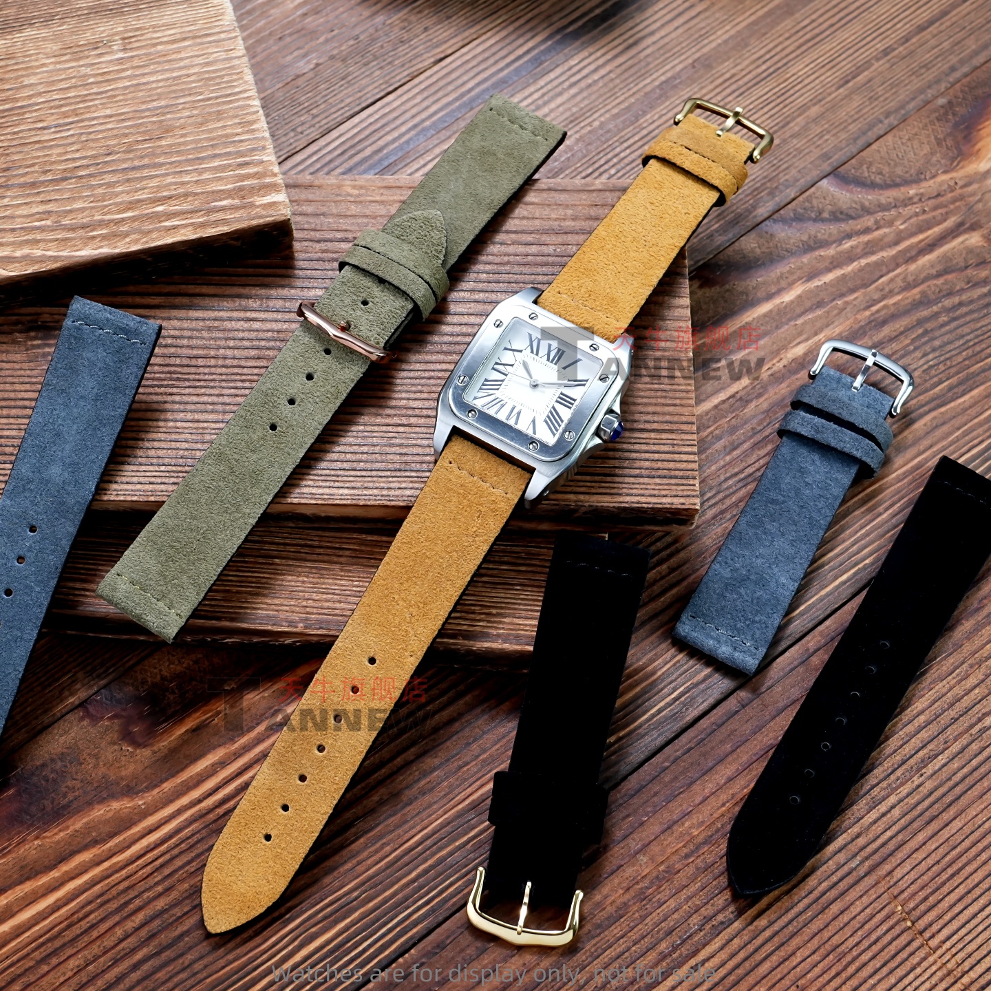 For Cartier Tank, Santos-Dumon - مراجعة Suede Strap Watch وسعره
