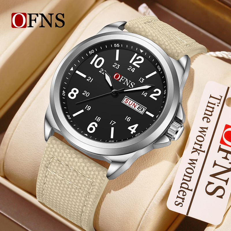 OFNS 7223 Casual Men's Quartz  - مراجعة Leather Watch Band Men وسعره
