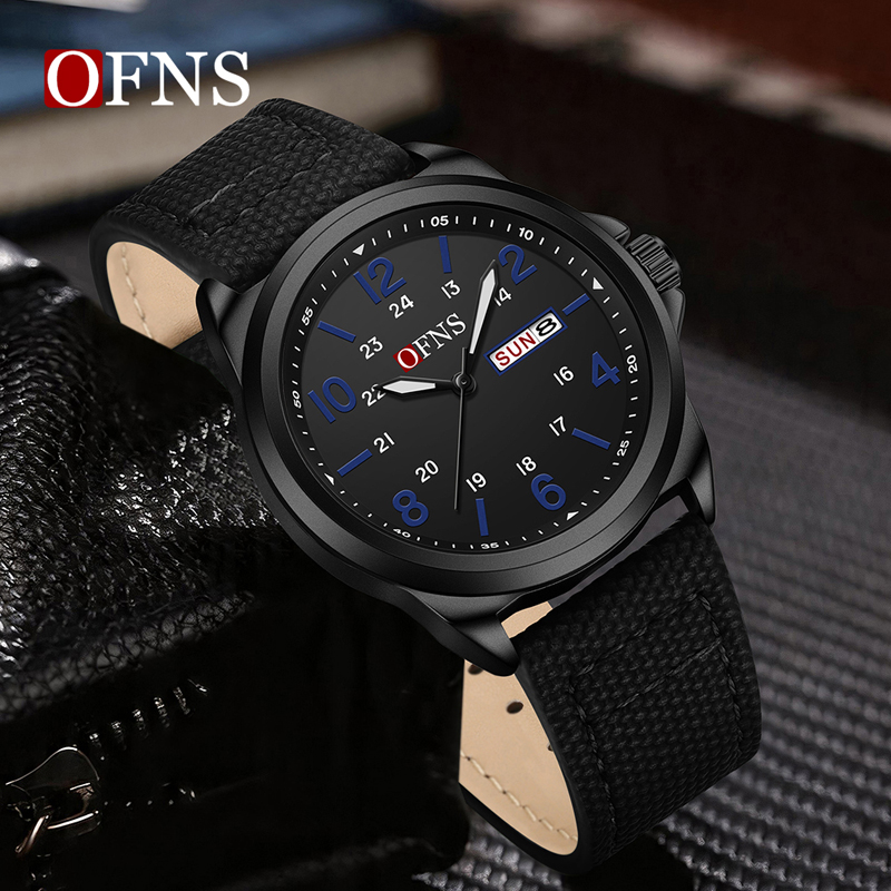 OFNS 7223 Casual Men's Quartz  - مراجعة Leather Watch Band Men وسعره