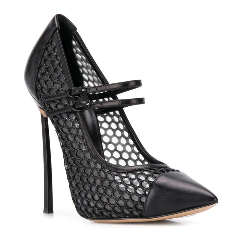 Sexy Mesh Patchwork Pointed To - مراجعة Mesh Strap Metal وسعره