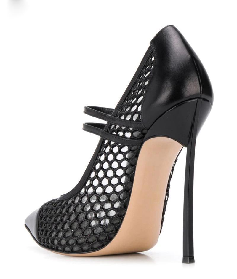 Sexy Mesh Patchwork Pointed To - مراجعة Mesh Strap Metal وسعره