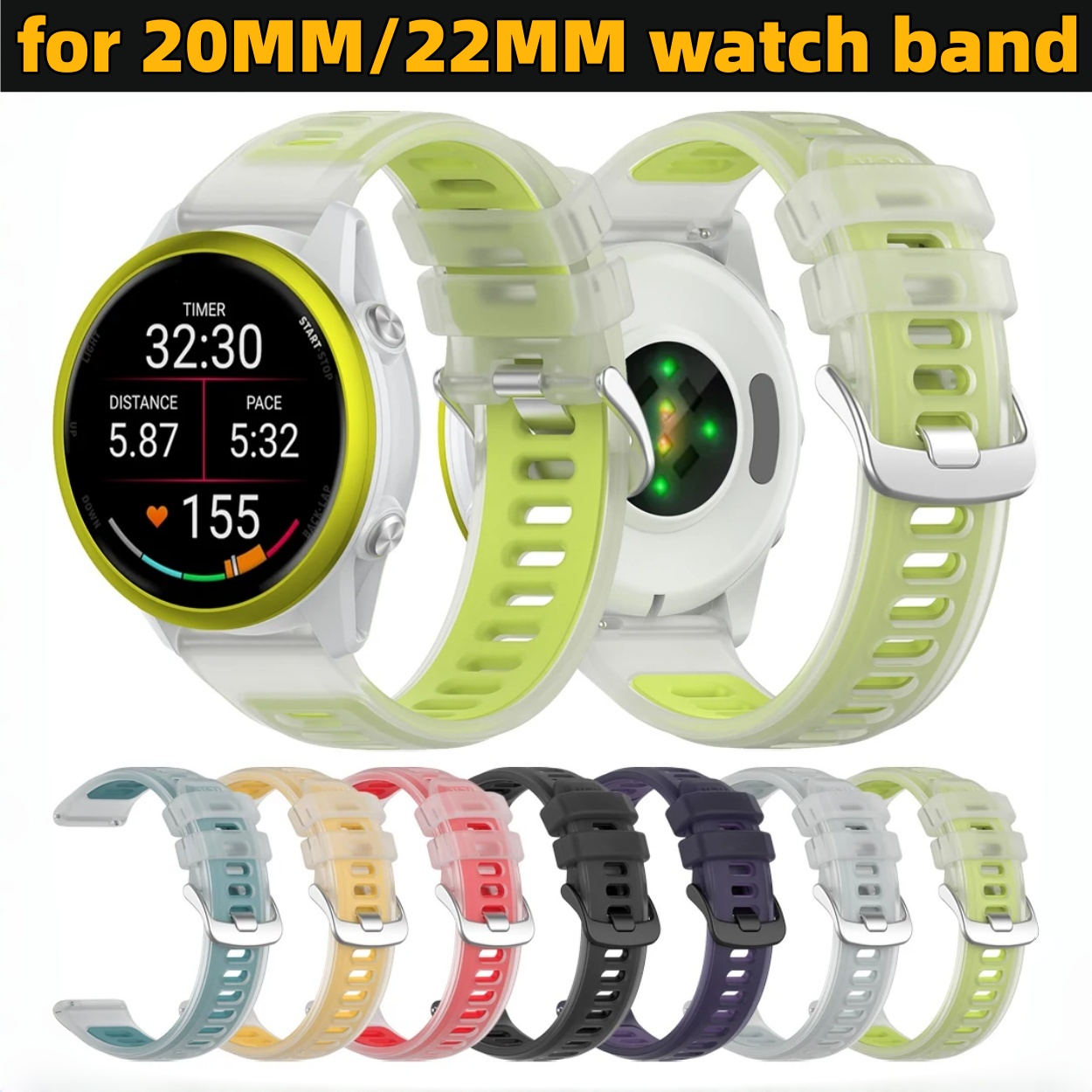 22mm 20mm Transparent Two-Tone - مراجعة Silicone Watch Band 22Mm وسعره