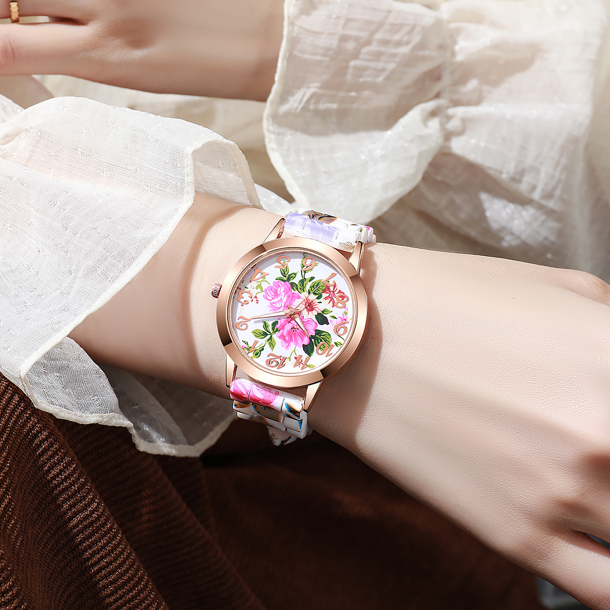 2/3/4/5PCS Fashion Flowers Pri - مراجعة Silicone Band Women وسعره