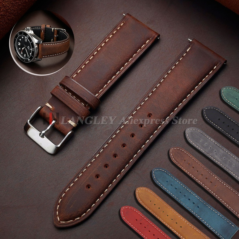 Vintage Watch Strap 14mm 16mm  - مراجعة Leather Strap Quick Release وسعره