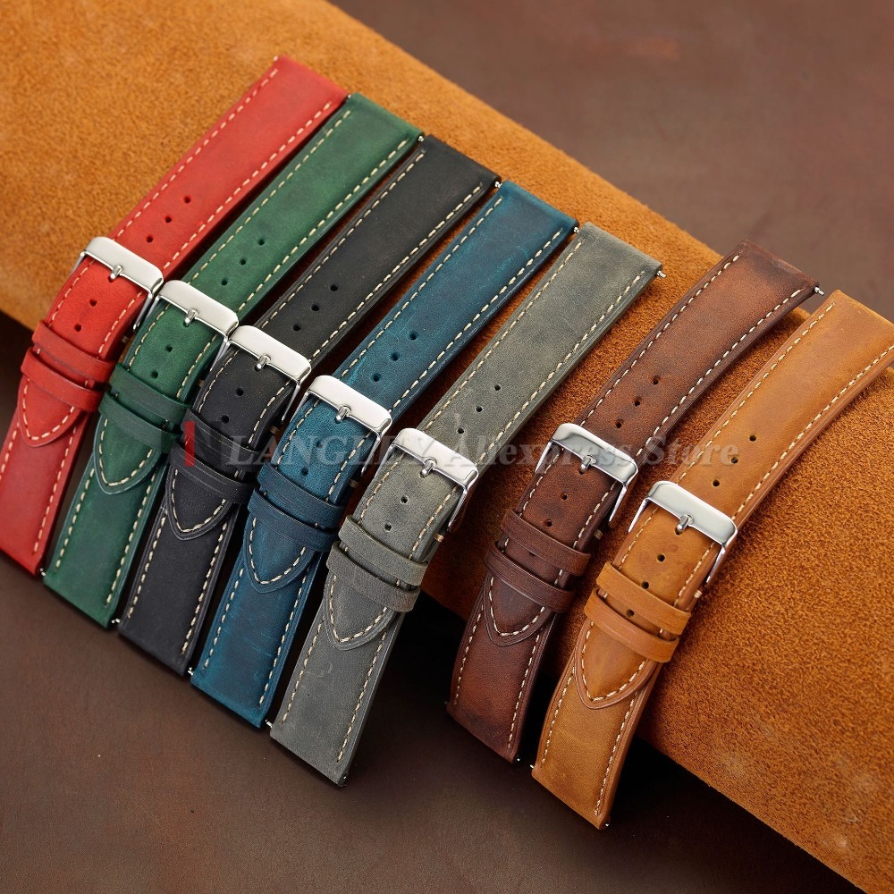 Vintage Watch Strap 14mm 16mm  - مراجعة Leather Strap Quick Release وسعره