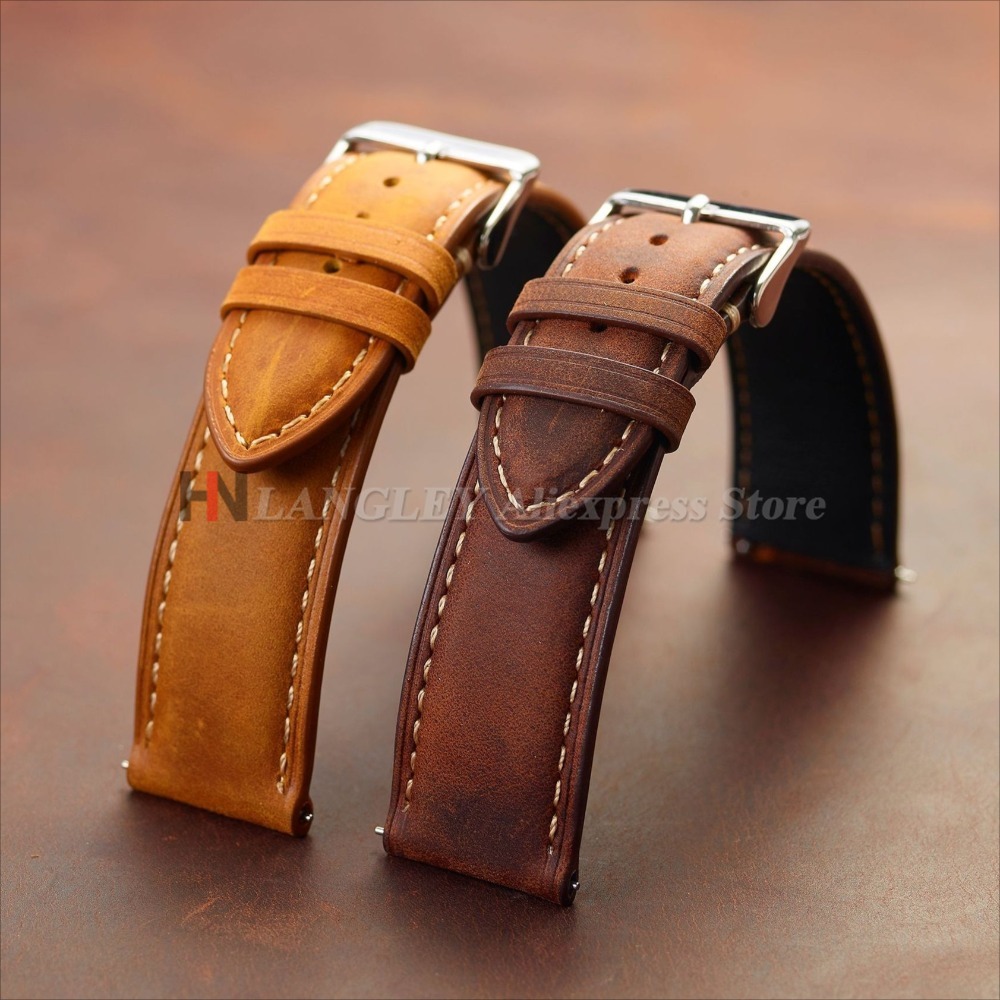 Vintage Watch Strap 14mm 16mm  - مراجعة Leather Strap Quick Release وسعره