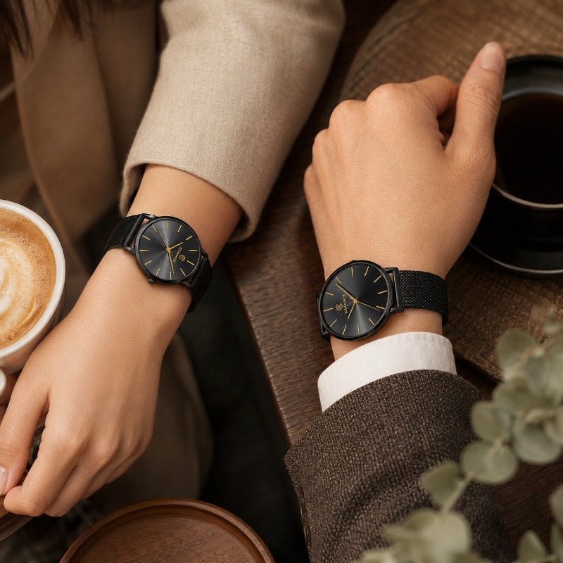 2Pcs Matching Couple Watches K - مراجعة Mesh Strap Metal وسعره