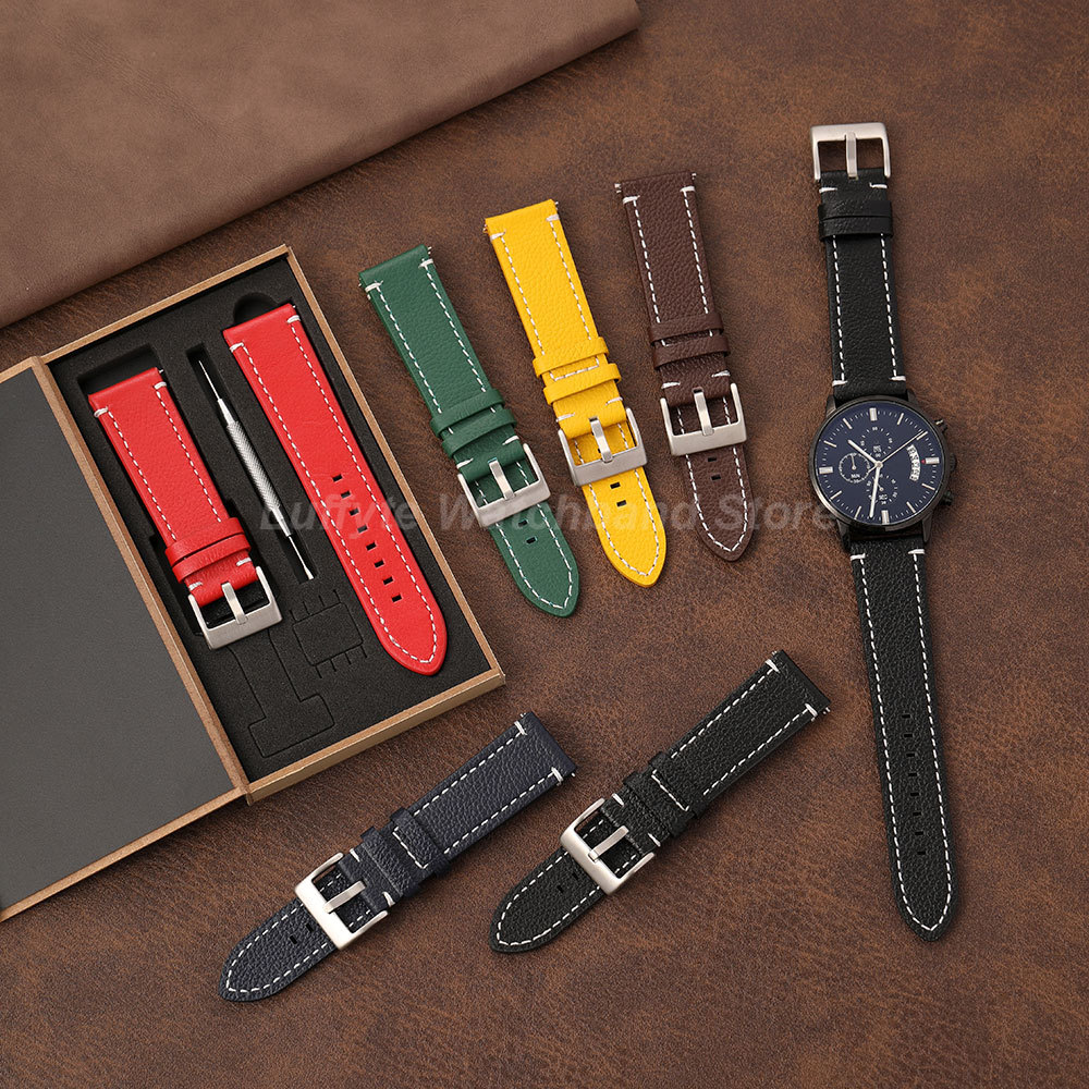 Double Sided Litchi Texture St - مراجعة Leather Strap Quick Release وسعره