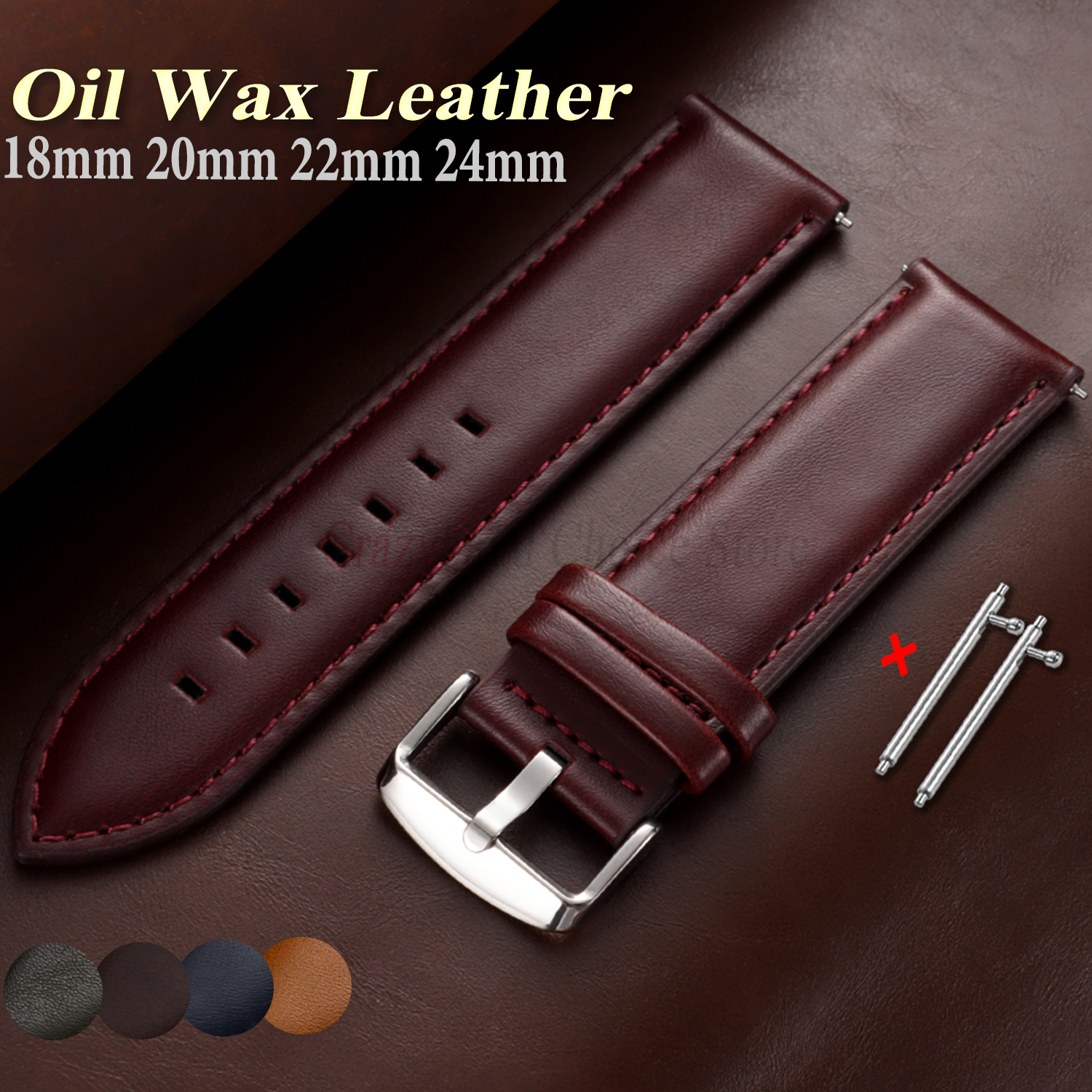 Oil Wax Cowhide Watch Band 18m - مراجعة Leather Strap Quick Release وسعره