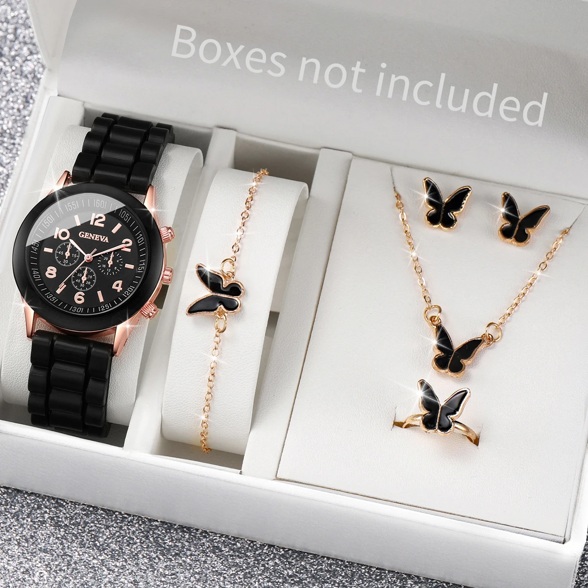 5/6PCS Fashion Women Watches C - مراجعة Silicone Band Women وسعره