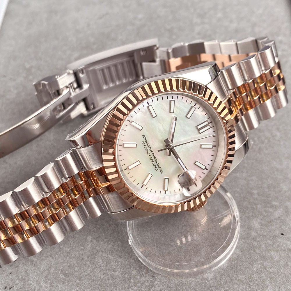 Customized Two Tone Rose Gold  - مراجعة Stainless Bracelet Diver وسعره