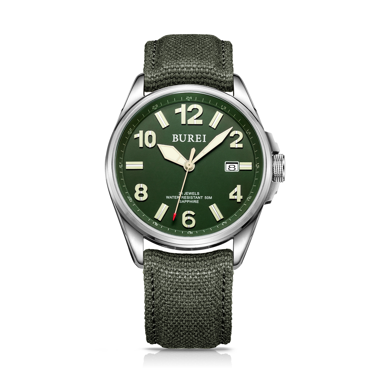 NH35 BUREI Luxury Brand Men Au - مراجعة Canvas Strap Watch وسعره