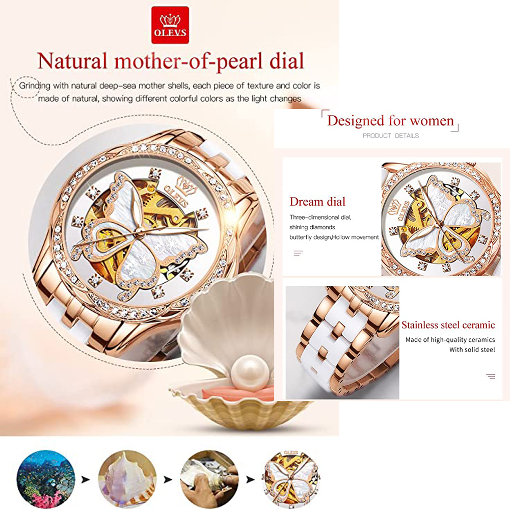 OLEVS Women's Automatic Watche - مراجعة Butterfly Clasp Deployant وسعره
